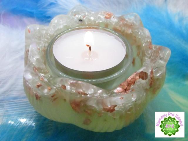 Světluška - Orgonit Lotosový květ - 3v1 svícen, stojan na vonné tyčinky 