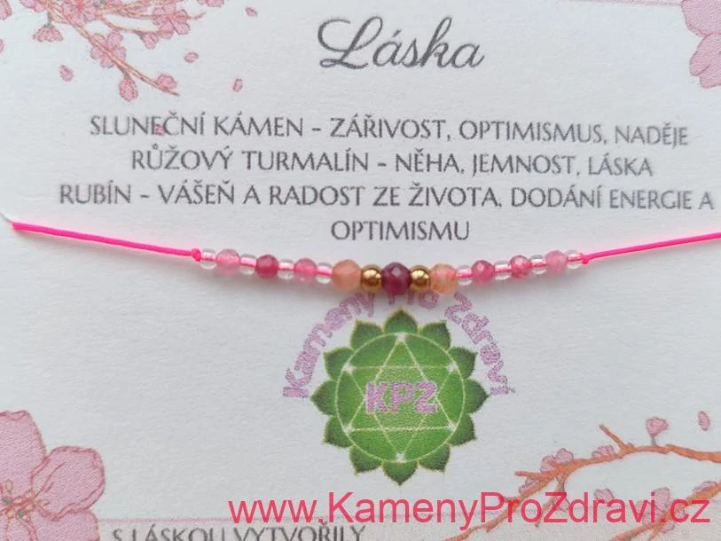 Náramek "Láska" - rubín, turmalín, sluneční kámen