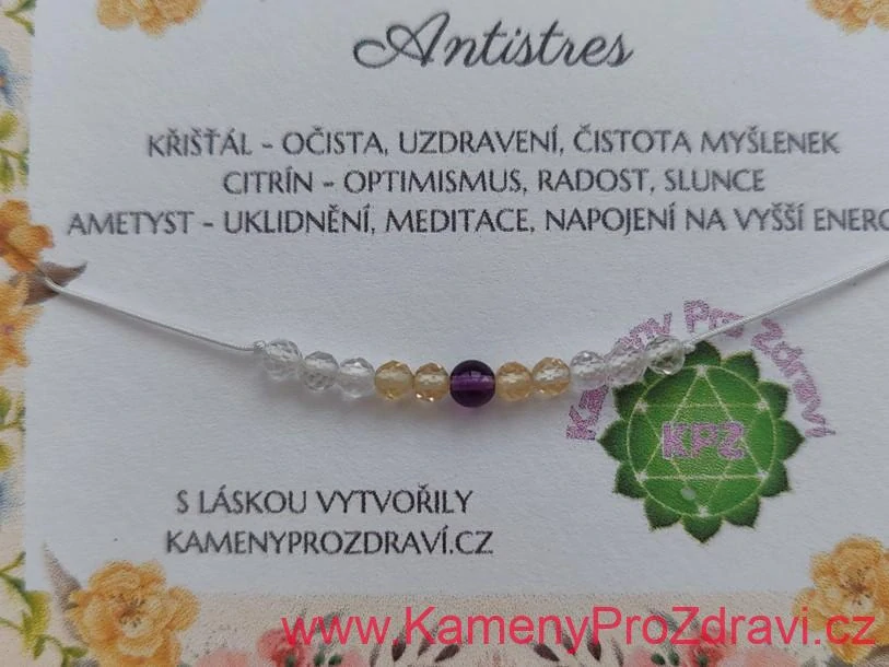 Náramek "Antistres" - ametyst, citrín, křišťál