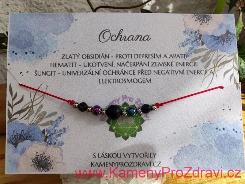 Náramek "Ochrana" - šungit, duhový hematit, zlatý obsidián