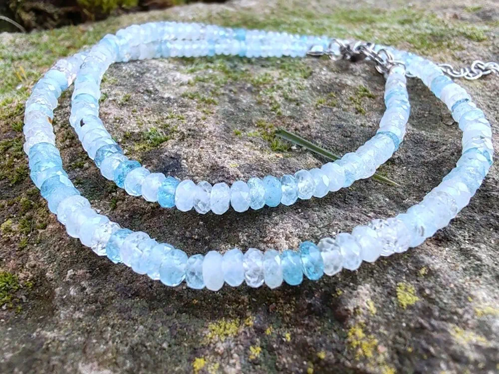 "Prozření pro duši" akvamarínový náhrdelník, broušené rondelky, 3,8mm
