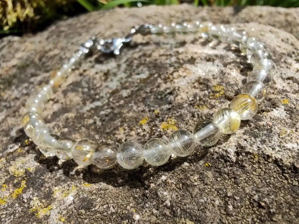 "Náramek Boží inspirace" - náramek sagenit, hladké kuličky 4,3mm