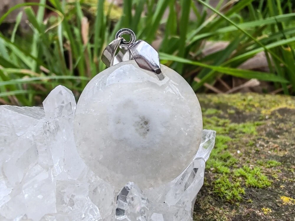 "Světelný průvodce" přívěsek Solar quartz, kabošon & nerez ocel *3
