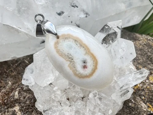 "Světelný průvodce" přívěsek Solar quartz, kabošon & nerez ocel *10