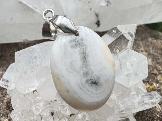 "Světelný průvodce" přívěsek Solar quartz, kabošon & nerez ocel *13