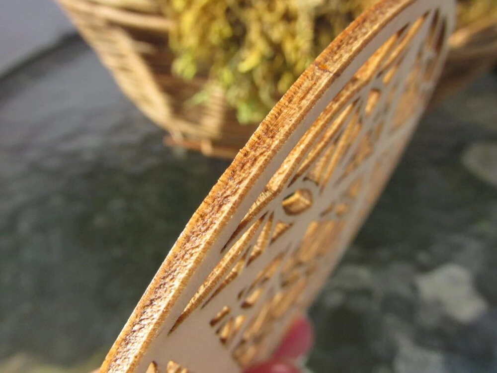 Květ života & Srdeční čakra - dřevěný, 10cm