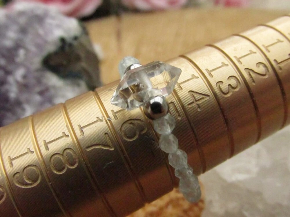 Prsten - Akvamarín & Herkimer diamant - "Tvořím svůj svět"