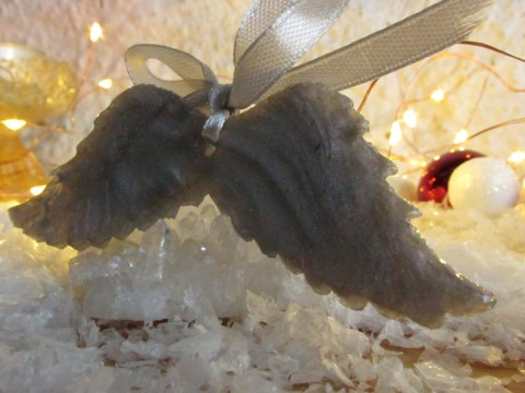 Vánoční orgonitová andělská křídla - stříbrně zářivá s vločkami pravého plátkového zlata