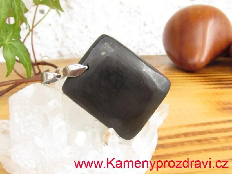 Šungit přívěsek - kabošon, A kvalita - ochrana před negativní energií a elektrosmogem *014