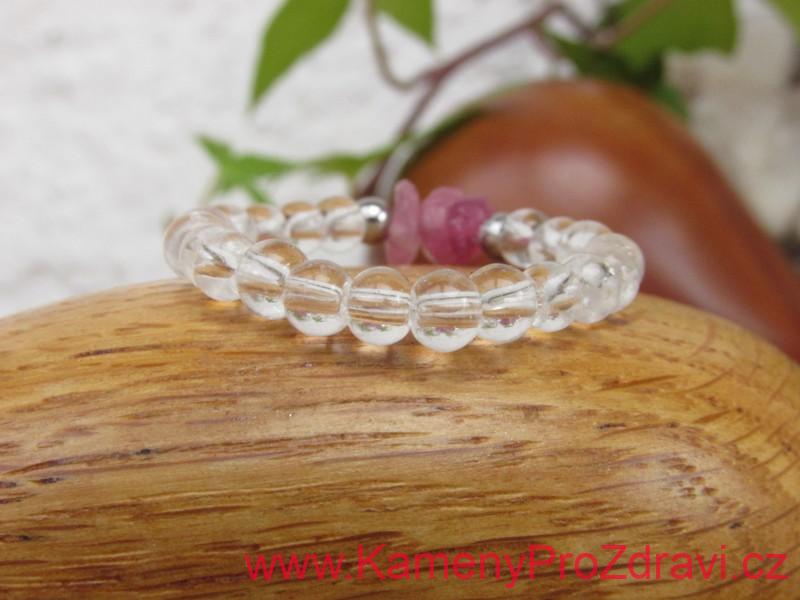 Prsten - Křišťál & Růžový turmalín - "Přání Lásky"