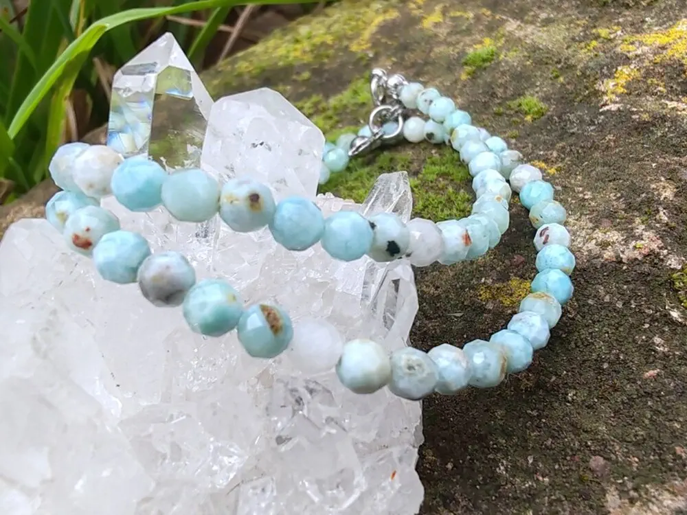 "Modrý klid moře" náramek larimar broušené kuličky 4,2mm