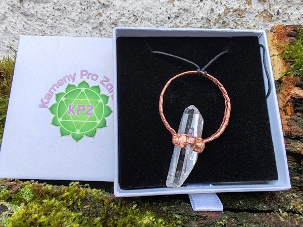 Amulet "Ochrana před temnotou" - Lemurijský křišťál & Veracruz ametyst + dárková krabička