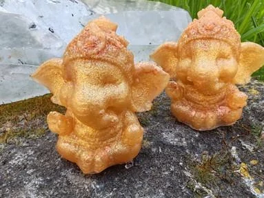 Orgonitový Ganesha "Zlatý úspěch" – Měď, Křišťál & Duhové odlesky
