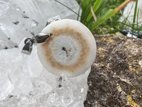 "Světelný průvodce" přívěsek Solar quartz, kabošon & nerez ocel *12