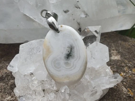 "Světelný průvodce" přívěsek Solar quartz, kabošon & nerez ocel *13