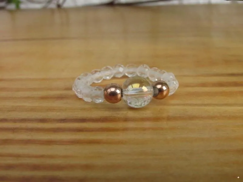 Prsten - Křišťál & Andělská aura - kuličky 3mm - "Ochranný"