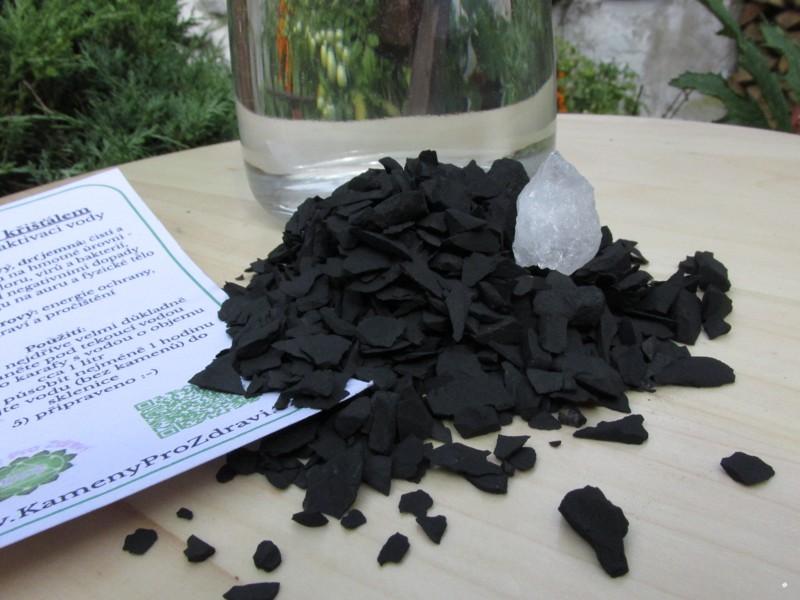 Aktivátor vody - Šungit drť drobné kousky (100g) + surový křišťál 