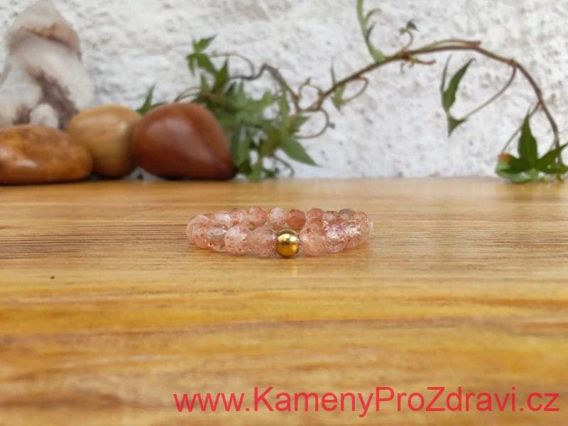Prsten - Sluneční kámen pravý - kuličky broušené 3mm - "Radost a Světlo"