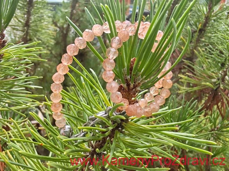 Náramek - Sluneční kámen pravý - kuličky broušené 3mm - "Radost a Světlo"