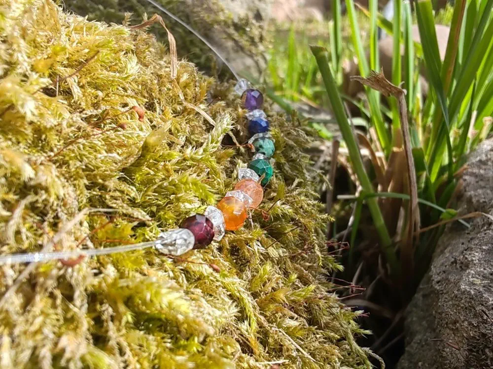 Velejemný náhrdelník "Čakrový", čakrové kameny, herkimer diamant