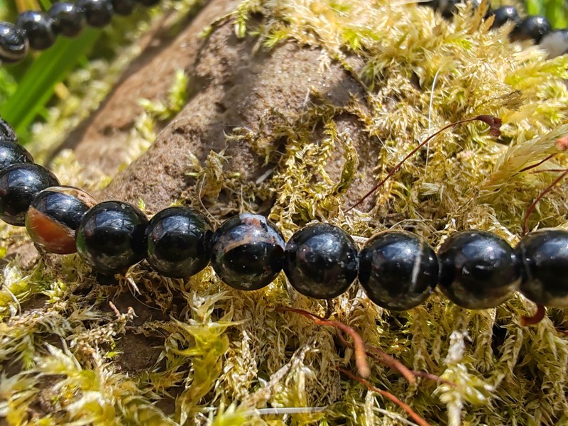 "Ochranný štít" náramek černý turmalín s křemenem, hladké kuličky
