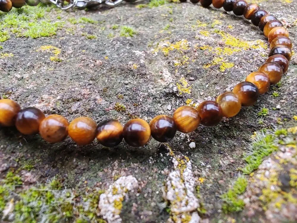 "Zlatá odvaha" náramek tygří oko hladké kuličky, 3,6mm