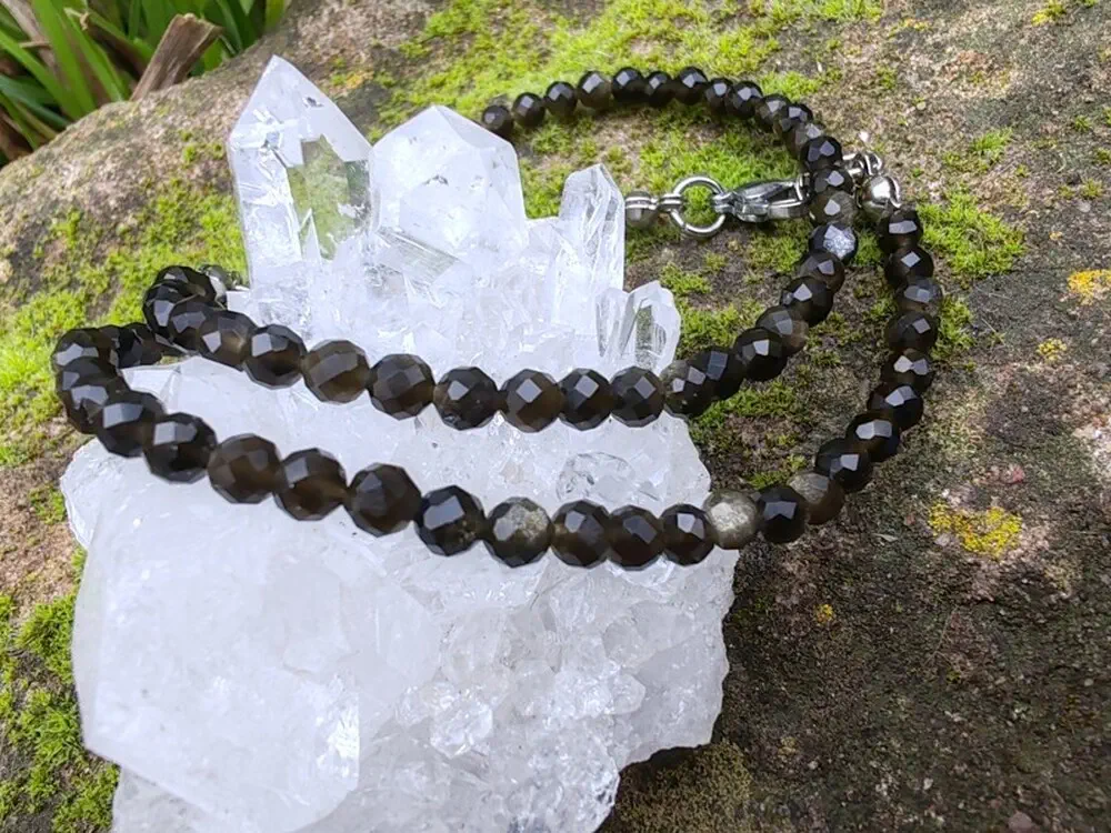 "Zlatý štít pravdy" náramek zlatý obsidián, broušené kuličky 4,2mm