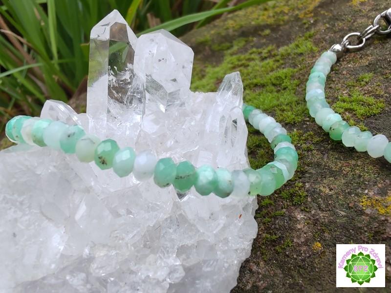 "Elixír emocí" náramek chryzopras, broušené rondelky 4,2mm