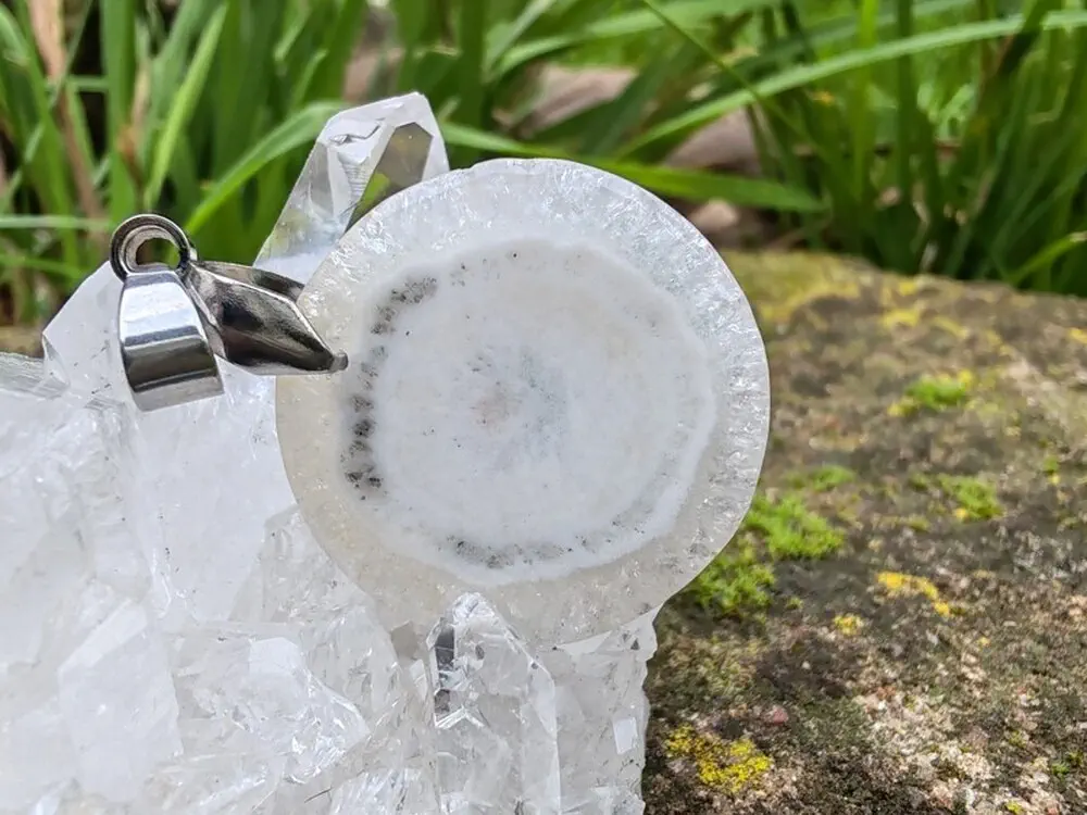 "Světelný průvodce" přívěsek Solar quartz, kabošon & nerez ocel *3
