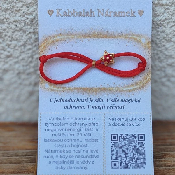 Ochranný Kabbalah náramek – Hvězda s červeným smaltem (posuvné uzlíky)