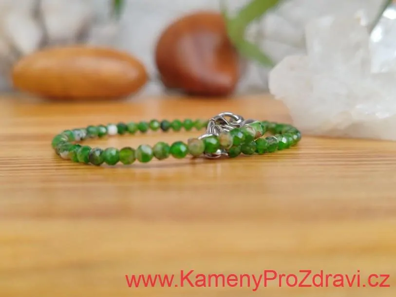 Náramek Chromdiopsid - kuličky broušené 3mm - "Léčivý nejen pro tělo"