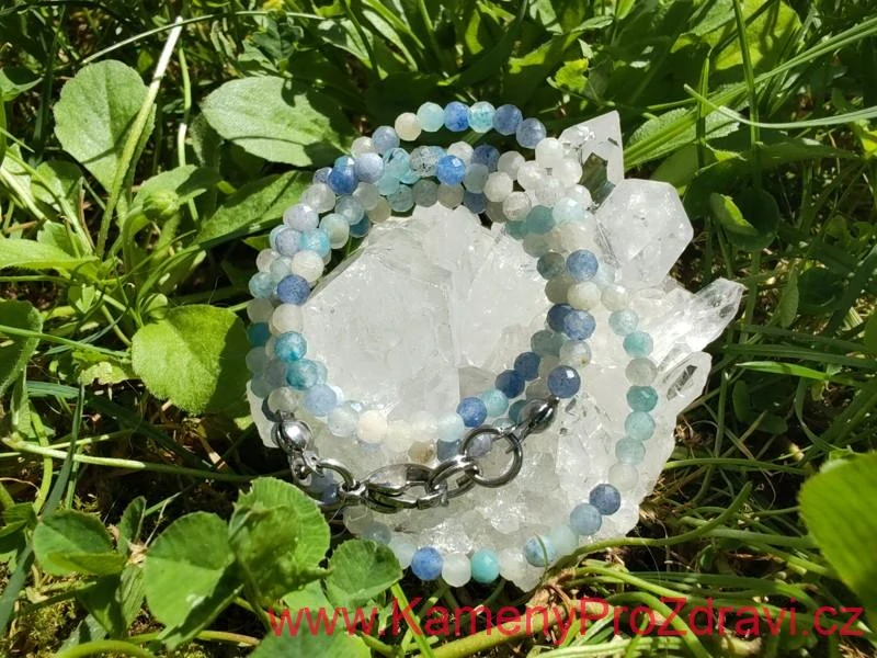 Trolleit - náhrdelník broušené kuličky "Moře klidu"