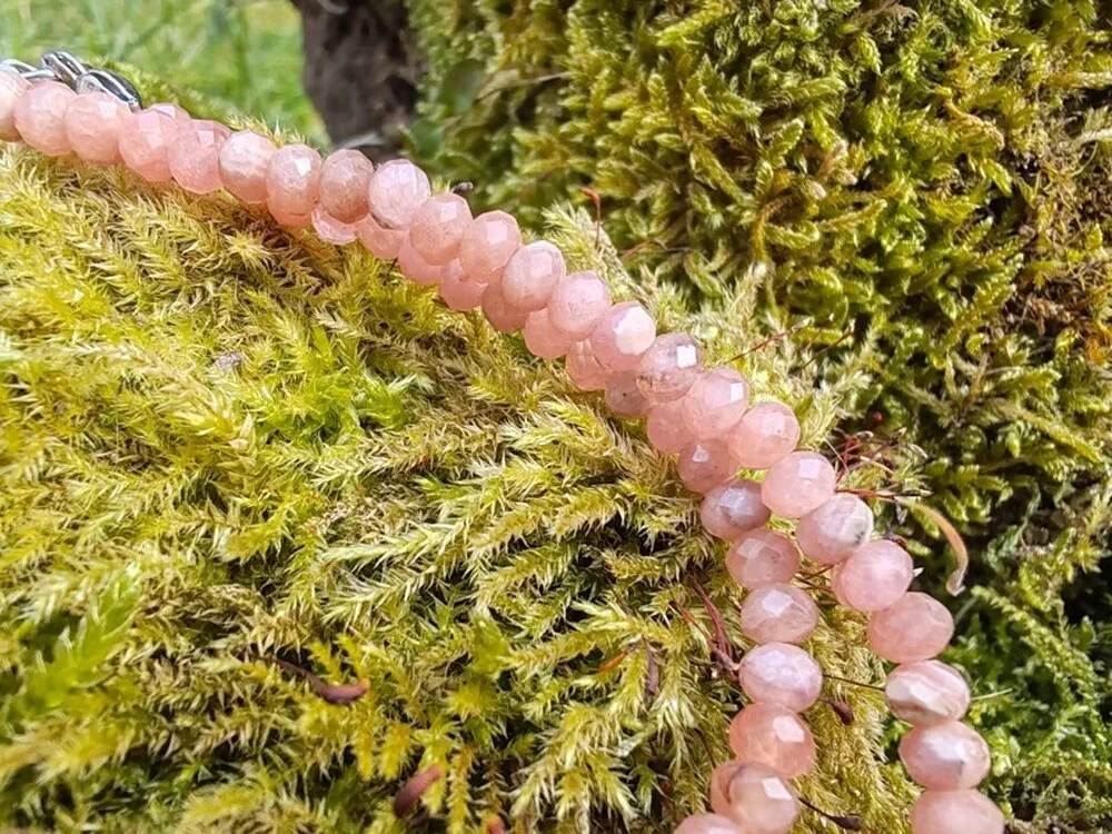 Rodochrozit náhrdelník - broušené rondelky "S Láskou"