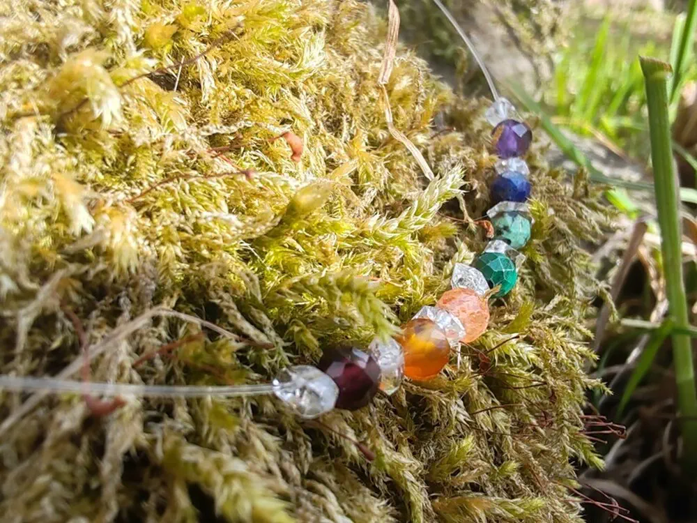 Velejemný náhrdelník "Čakrový", čakrové kameny, herkimer diamant