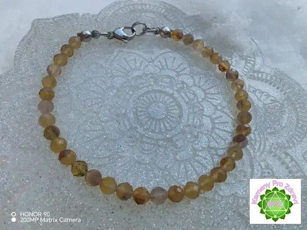 Dárek k nákupu nad 1.200,- Náramek - Fluorit žlutý - kuličky broušené 4mm - "Radost a tvořivost"