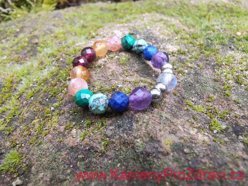 Prsten - Čakrový & Labradorit - kuličky 4mm 