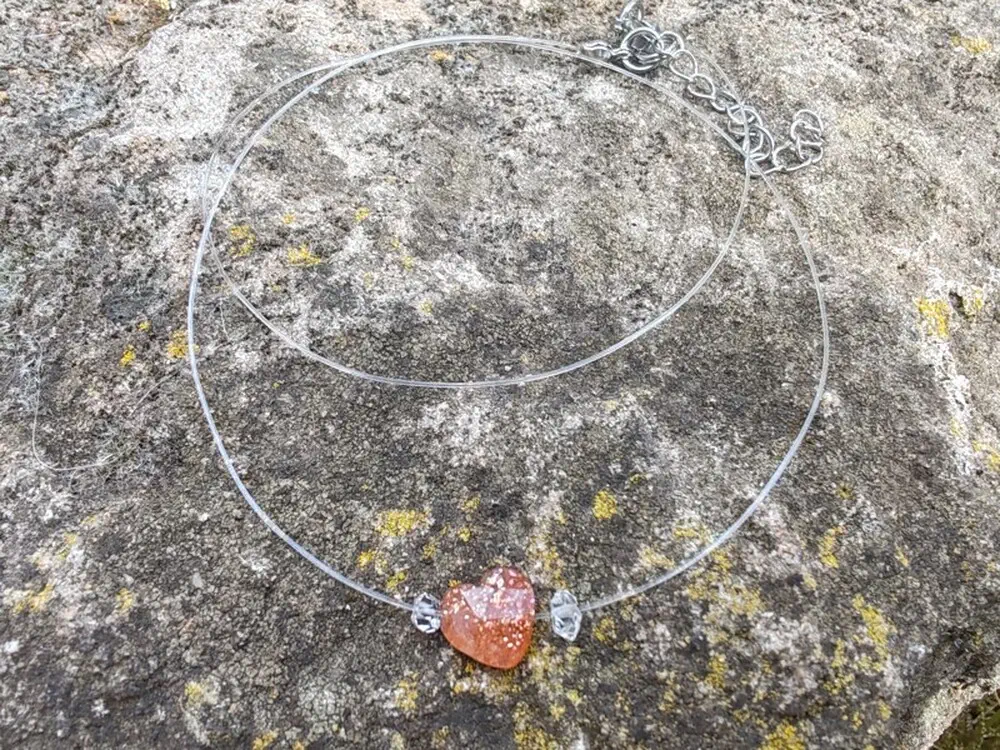 Velejemný náhrdelník "Sluncem políbená", sluneční kámen, herkimer diamant 
