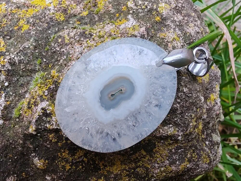 "Světelný průvodce" přívěsek Solar quartz, kabošon & nerez ocel *5