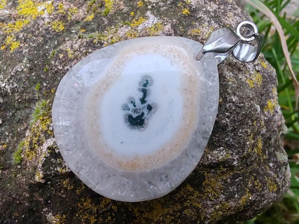 "Světelný průvodce" přívěsek Solar quartz, kabošon & nerez ocel *7
