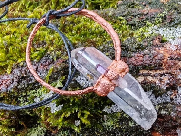 Amulet "Ochrana před temnotou" - Lemurijský křišťál & Veracruz ametyst + dárková krabička