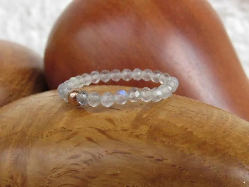 Prsten - Labradorit - kuličky broušené 2mm - "Do hloubi duše"