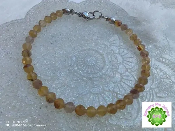 Dárek k nákupu nad 1.200,- Náramek - Fluorit žlutý - kuličky broušené 4mm - "Radost a tvořivost"