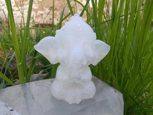 Orgonitový Ganesha "Vílí dech" – Vločky stříbra, Křišťál & Perleť