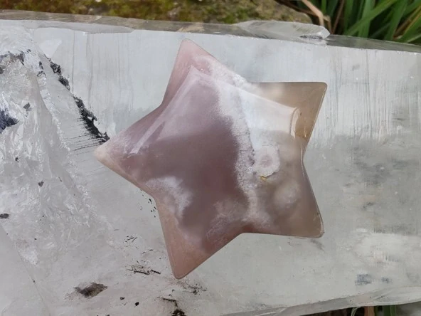 Květinový achát hvězda - Broušený talisman růstu a nových začátků *1