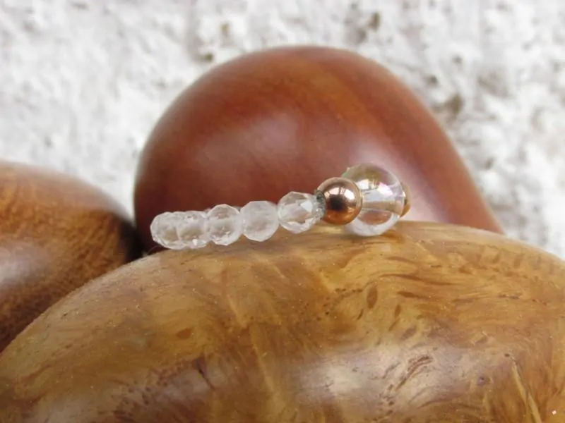 Prsten - Křišťál & Andělská aura - kuličky 3mm - "Ochranný"