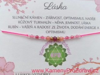 Náramek "Láska" - rubín, turmalín, sluneční kámen