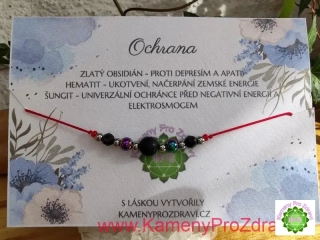 Náramek "Ochrana" - šungit, duhový hematit, zlatý obsidián