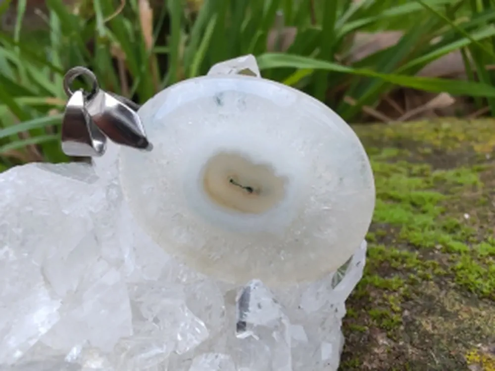 "Světelný průvodce" přívěsek Solar quartz, kabošon & nerez ocel *5