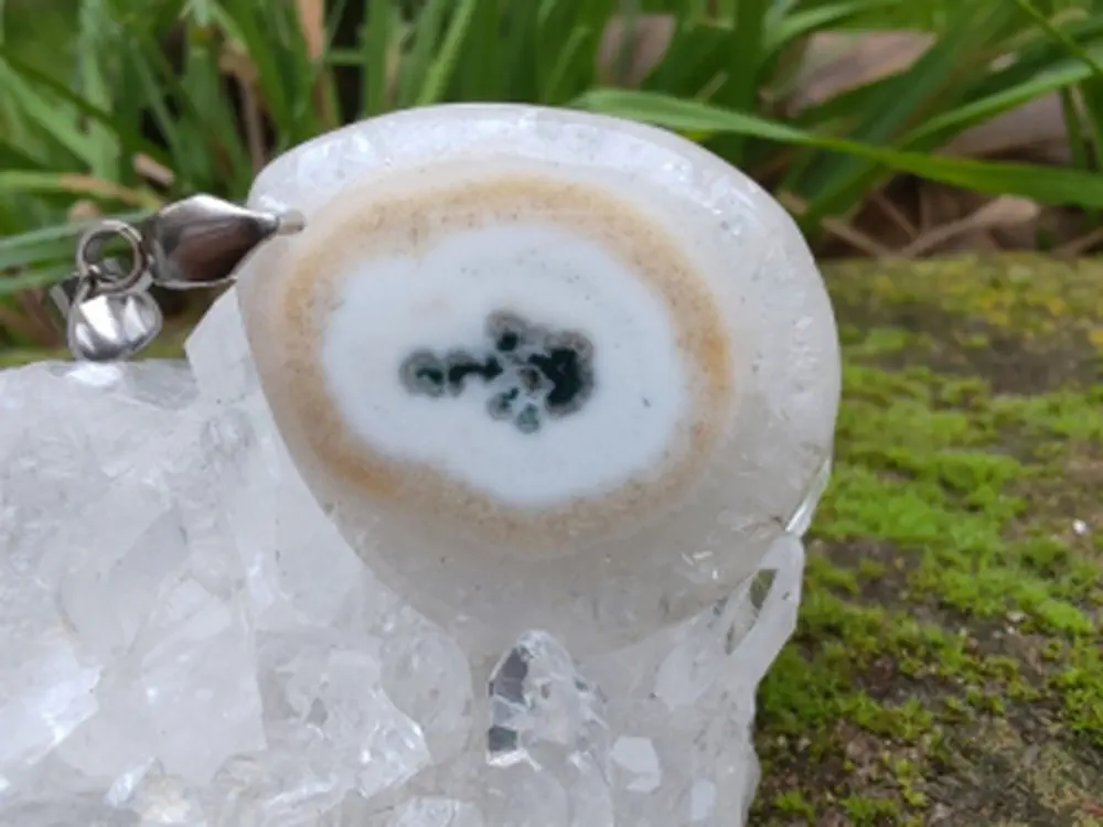 "Světelný průvodce" přívěsek Solar quartz, kabošon & nerez ocel *7