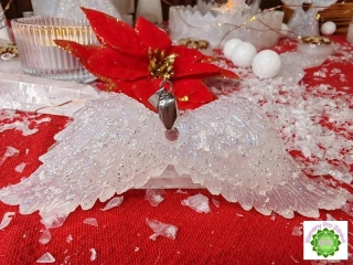 "Andělský Strážce Sněžného Klidu" - něžně sněžná orgonitová andělská křídla